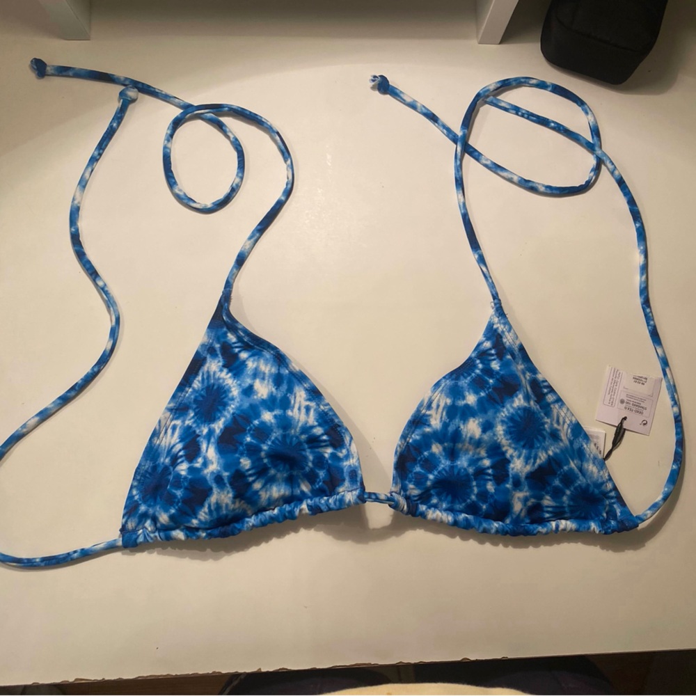 Blue Tie-Dye Bikini Top